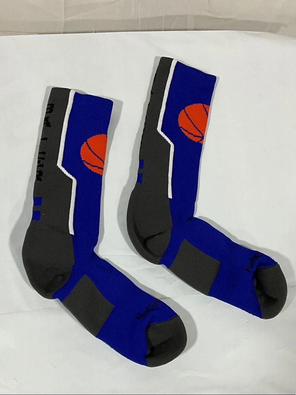 Mad Sports Stuff Baller Basketball Crew Socks Blue Gray Orange NWOT